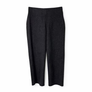 Eileen Fisher Pull On Wool Pants Elastic Waist Straight Leg Charcoal PS